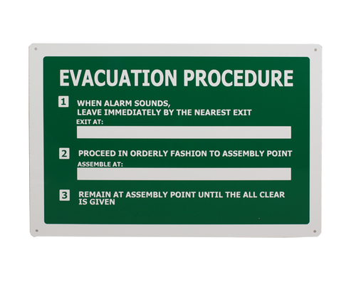 Sign ACM - Evacuation Procedure - 450x300mm