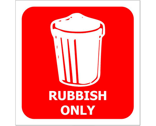 Custom Waste Watcher Rubbish Only - Red - 100x100mm