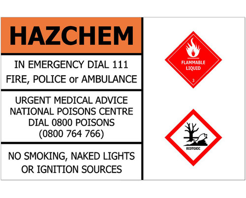 Sign ACM - Hazchem Flammable Liquid ACM - 600x400mm
