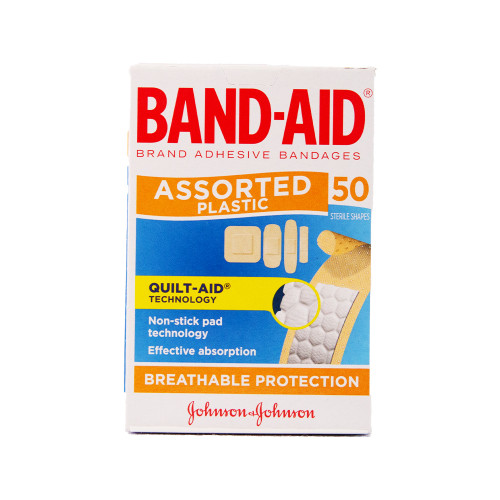 Band Aid Fabric Plaster Assorted Shapes 50/Box