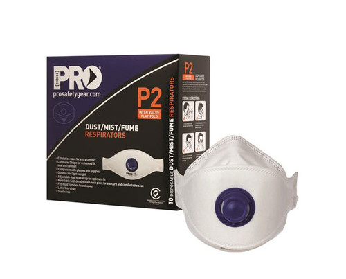Prochoice P2+Valve Flat Fold Dust, Mist & Fume Mask 10/Box