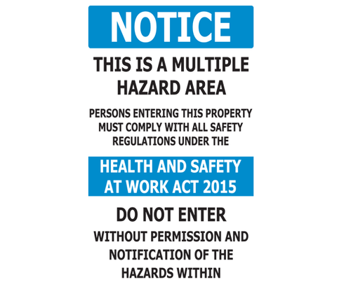 Sign ACM - This is a Multiple Hazard Area - 300x450mm