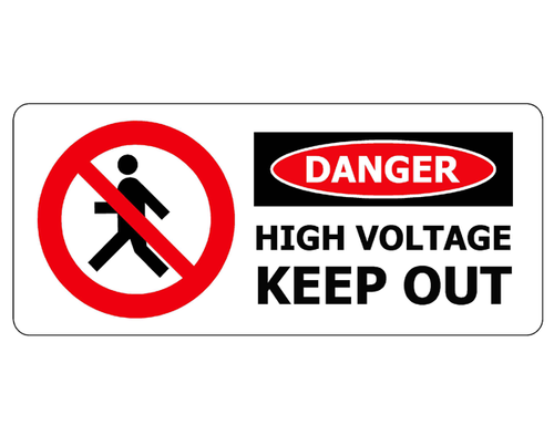 Sign ACM - Danger High Voltage Keep Out - 450x300mm