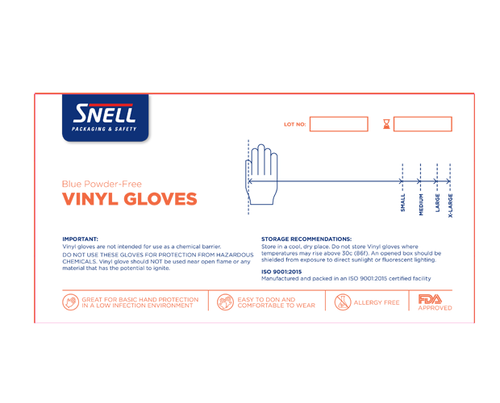Snell Vinyl Gloves Powder Free