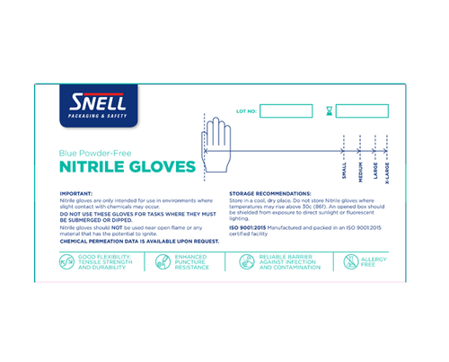Snell Nitrile Glove P/Free - 240mm Cuff