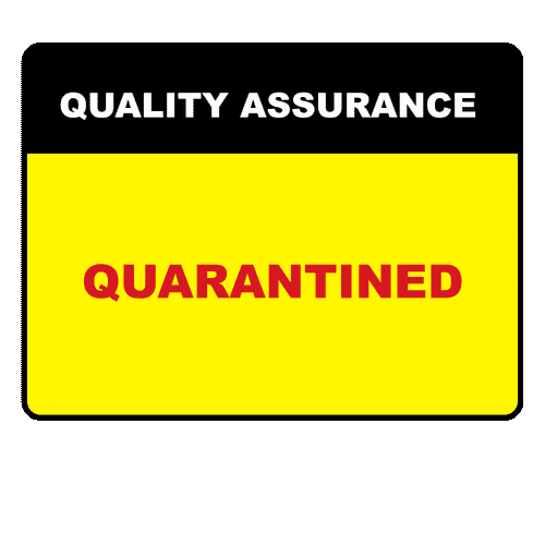 Label Printed QA Quarantine Yellow/Black 100x73mm 500/Roll