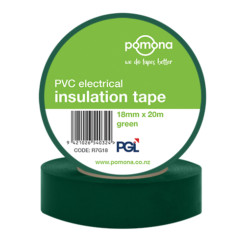 PVC Insulation Tape R7 Green 18mm 144/Ctn