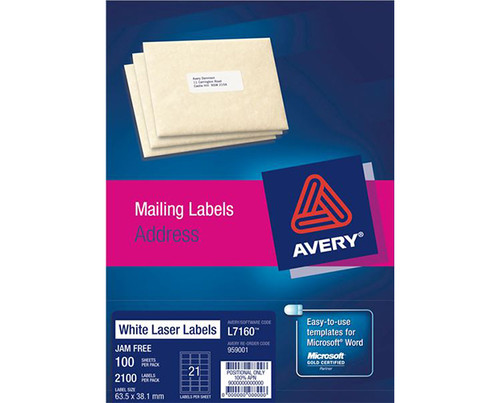 Avery Quick Peel Address 2100Labels 63.5x38.1mm