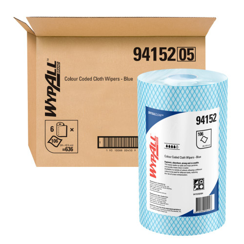 WYPALL® Colour Coded Wipers Blue 106/Roll 6/Ctn