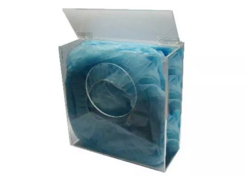 Acrylic Hairnet Dispenser 225X105X255 Clear Cut FRONT