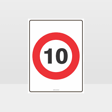 Sign Speed Limit 10km Square Red Circle PVC - Red - 600x600m