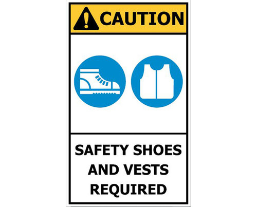 Sign ACM - Caution Safety Vests & Shoes - 240x400mm