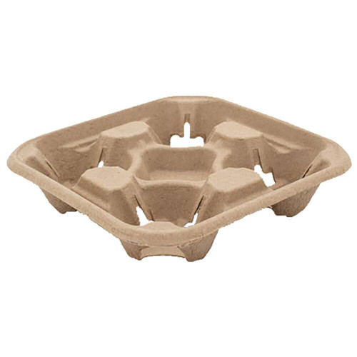 Moulded Fibre Four Cup Beverage Tray 12/Pk/Ctn