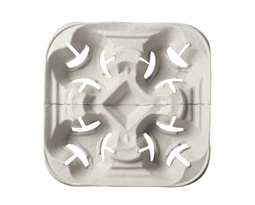 Moulded Fibre Four Cup Beverage Tray 12/Pk/Ctn