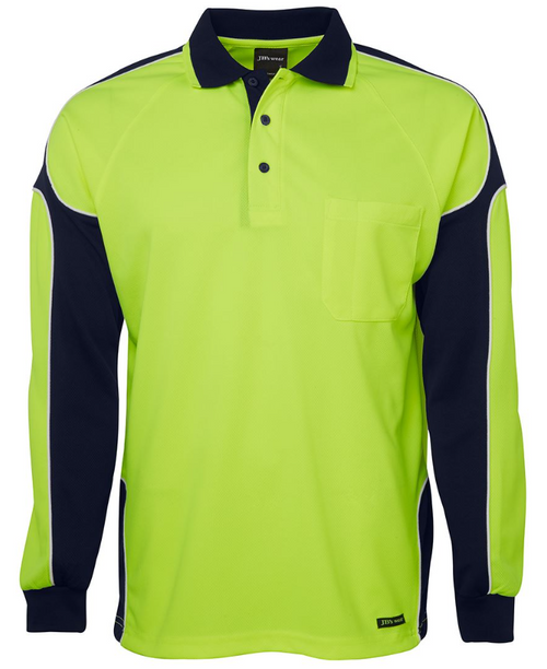 JB's Hi Vis Long Sleeve Panel Polo