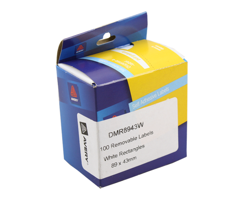 Avery White Rectangle Disp Stickers 89x43mm 100/Pk