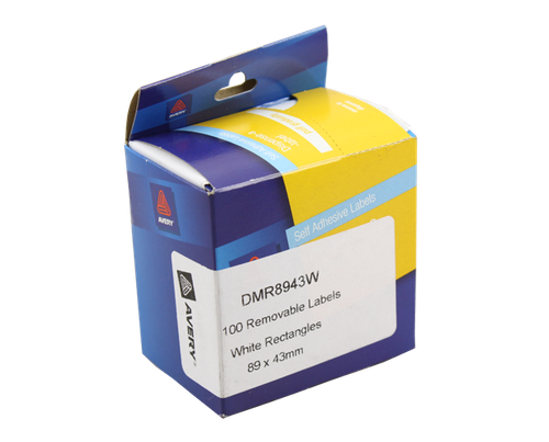 Avery White Rectangle Disp Stickers 89x43mm 100/Pk