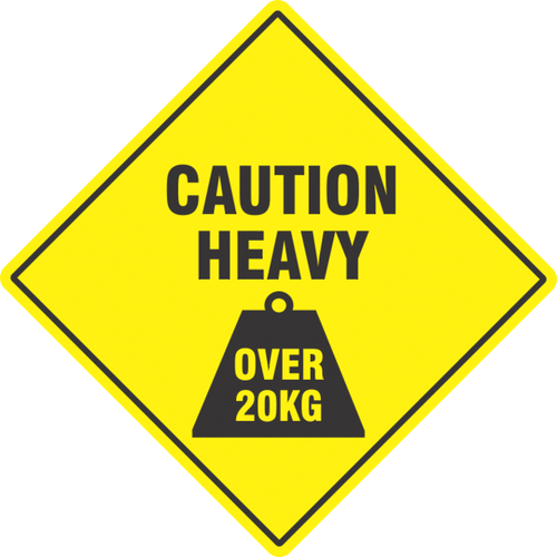 Label Caution Heavy Over 20kg 98x98.4mm 500/Roll