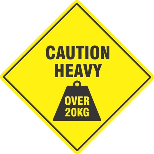 Label Caution Heavy Over 20kg 98x98.4mm 500/Roll
