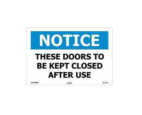 Sign PVC - Notice Keep Doors Closed - 450x300mm
