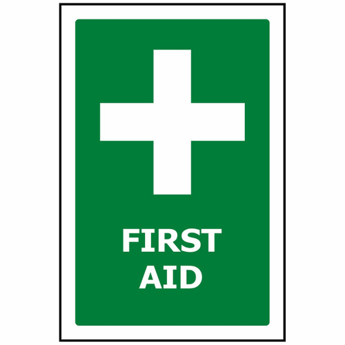S/A Label First Aid Green/White 150x100mm
