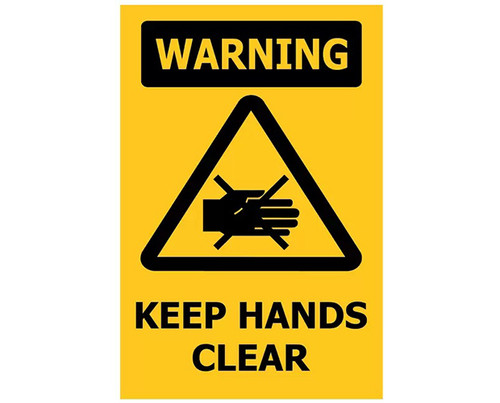 S/A Label - Warning Keep Hands Clear - 100x150mm