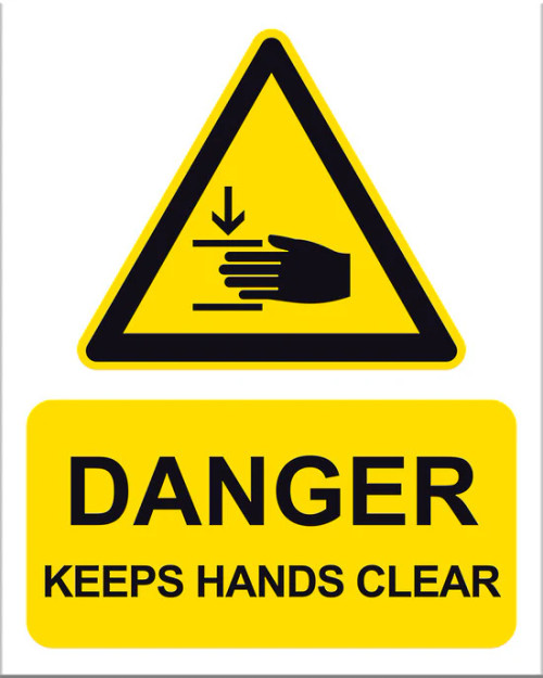 Custom Made Sticker - Danger Keep Hands Clear 250x170mm