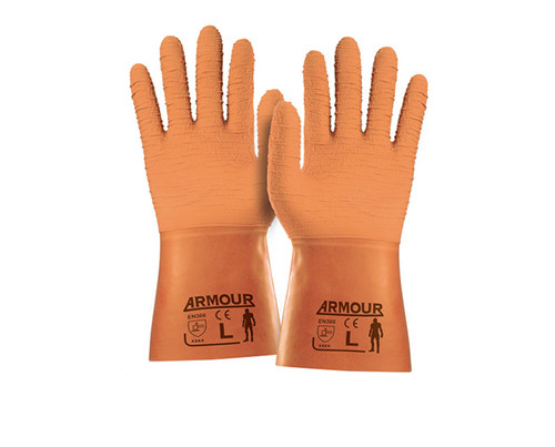 Armour Orange Crinkle Latex Gauntlet Gloves