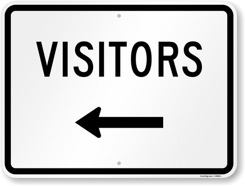 Sign PVC - Vistors with Arrow 600x450mm