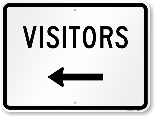 Sign PVC - Vistors with Arrow 600x450mm