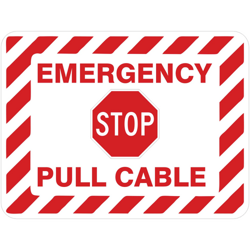 Sign Emergency Stop Pull Cable Double Sided Red 150x100mm