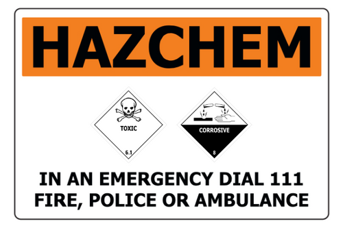 Sign ACM - Hazchem Class 6.1 & 8 - 600x400mm