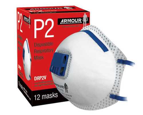 Armour Disposable Respirator Valve Mask P2 12/Box