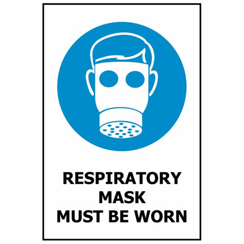 Sign Full Face Respirator and Gloves Must be Worn 480x600mm