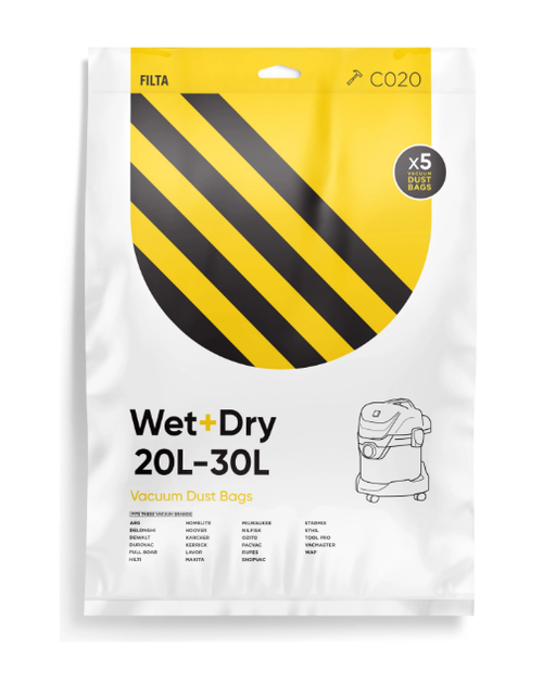 Filta CO20 Wet + Dry 20L – 30L Vacuum Bags 5pk/ea