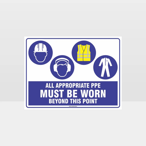 Sign PVC - PPE Must Be Worn - 450x300mm