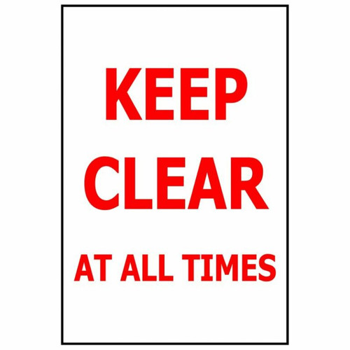Sign Safety Clear Zone Keep Clear Wht/Red 600x480mm