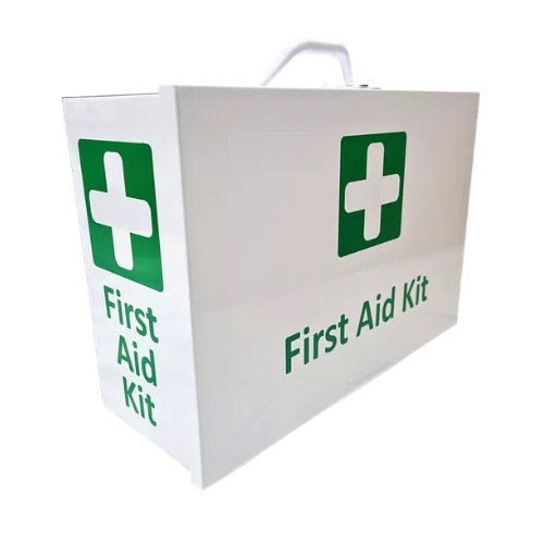 First Aid Kit White Metal Cabinet Wall Mount 76-100 People
