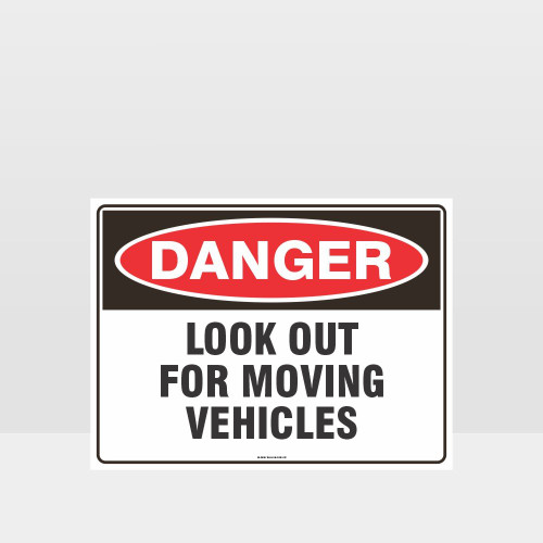 Sign ACM - Danger Look Out For Moving Vehicles 450x300mm