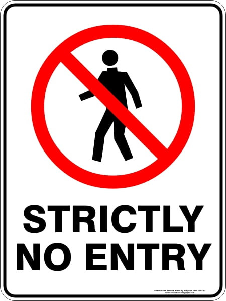 Sign ACM - Strictly No Entry - Red & Black 800x600mm