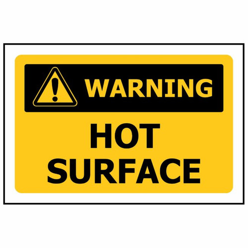 Safety Sign ACM Caution Hot Surface 250mmx35mm