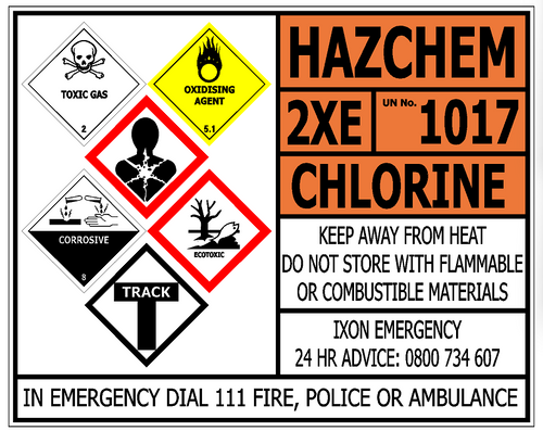 Sign ACM - Tegel Site - Hazchem Chlorine - 1200x800mm