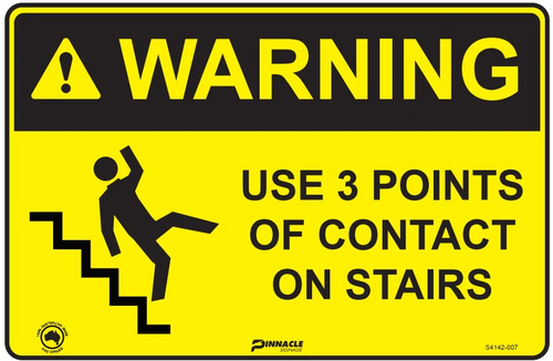 Sign ACM - Warning 3 Points of Contact Stairs 450x300mm
