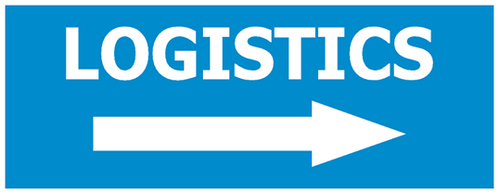 Sign ACM - Logistics Arrow - Blue/White - 400x150mm