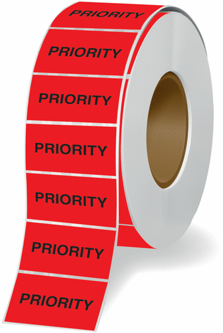 Label 96x147mm Ptd PRIORITY Fluro Red 76C 500/Roll