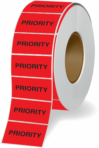 Label 96x147mm Ptd PRIORITY Fluro Red 76C 500/Roll