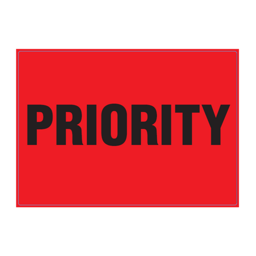 Label 148x210mm Ptd Priority Fluro Red 76C 500/Roll