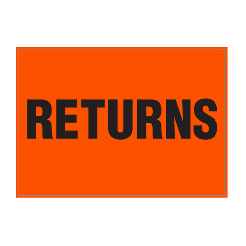 Label 148x210mm Ptd Return Fluro Orange 76C 500/Roll
