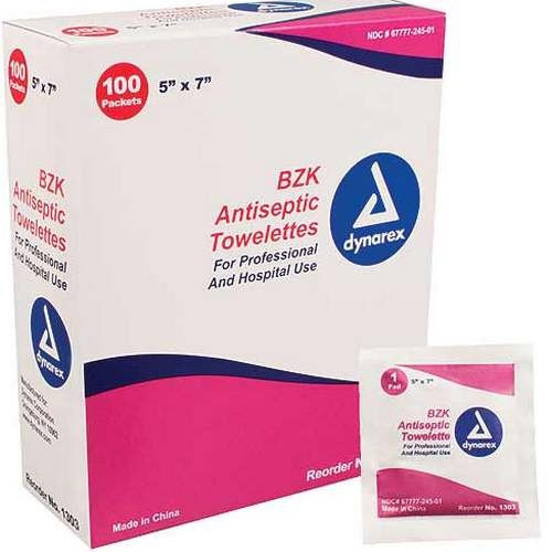 BZK Antiseptic wipes 100/box - individually wrapped