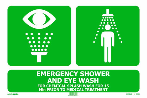 Safety Sign ACM Shower/Eyewash D/sided 450x300mm